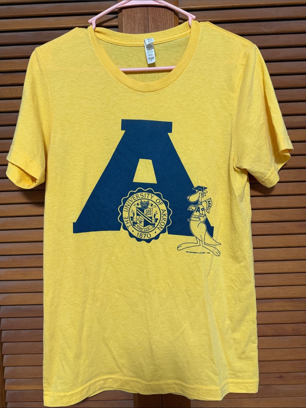 University of Akron Block A Yellow Graphic Tee